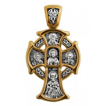 Нательный серебряный крест Господь Вседержитель с иконой