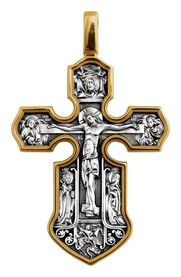 Нательный крест Распятие с ликами святых