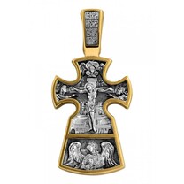 Нательный крест Распятие с иконой Благоразумный разбойник и ликами святых