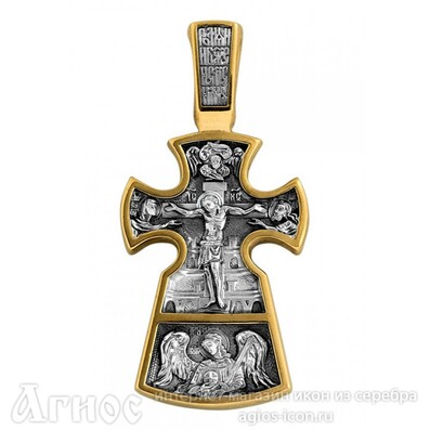 Нательный крест Распятие с иконой Благоразумный разбойник и ликами святых, фото 1
