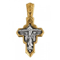 Нательный крест Распятие с иконой Пресвятой Богородицы "Смоленская" и ликами святых