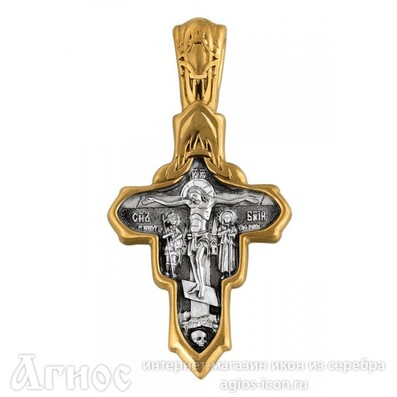Нательный крест Распятие с иконой Пресвятой Богородицы "Смоленская" и ликами святых, фото 1