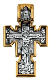 Нательный крест Распятие c иконой Архангела Михаила и Богородицы "Казанская"