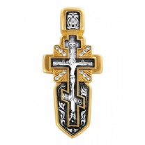 Нательный крест Распятие c иконой Ангела Хранителя и Андреевским крестом