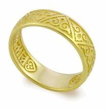 Кольцо из желтого золота "Спаси и сохрани"