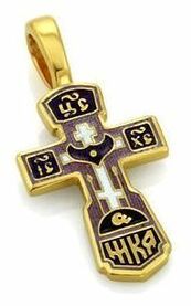 Крест Голгофский из серебра с коричневой эмалью