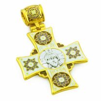 Православный нательный крест Терновый венец из серебра с образами Спаса Нерукотворного и Николая Чудотворца