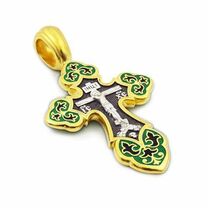 Православный нательный крест из серебра с Распятием и иконой Богородицы Умиление