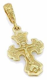 Православный нательный крест Распятие из золота с молитвой 