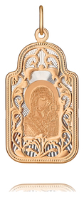 Нательная иконка Божьей Матери "Казанская" с молитвой из золота