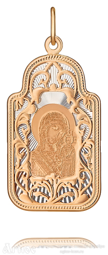 Нательная иконка Божьей Матери "Казанская" с молитвой из золота, фото 1