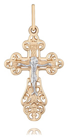 Ажурный золотой нательный крест Трилистниковый