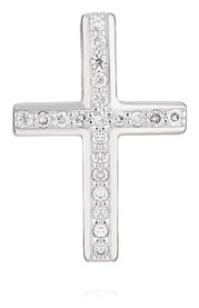 Крестик без распятия из белого золота с бриллиантом