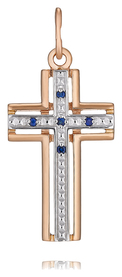 Православный крест с сапфирами из золота