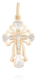 Православный нательный крест с молитвой с фианитами из золота