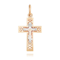 Православный нательный крест Четырехконечный из  золота с молитвой "Спаси и сохрани"