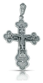 Православный нательный крест Трилистниковый из золота с молитвой "Спаси и сохрани"