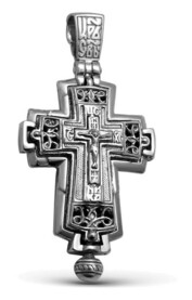 Крест мощевик "Распятие Христово. Николай Чудотворец" с молитвой