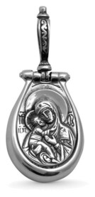 Образок Богородицы "Владимирская" с молитвой из серебра