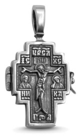 Серебряный мужской крестик "Сергий Радонежский"