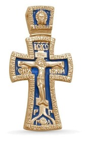 Большой позолоченный крест с синей эмалью