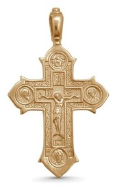 Нательный крест "Распятие Христово" с Ангелом-хранителми избранными святыми