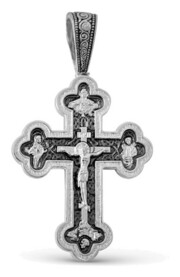 Нательный крест "Распятие Христово" с иконой Пресвятой Богородицы "Казанская" и избранными святыми
