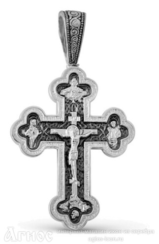 Нательный крест "Распятие Христово" с иконой Пресвятой Богородицы "Казанская" и избранными святыми, фото 1