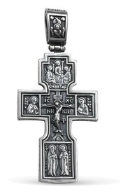 Большой серебряный крест с Распятием и изображением Богородицы