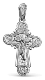Большой серебряный  крест с Распятием 