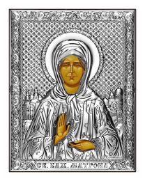 Икона Матроны Московской с серебряным покрытием
