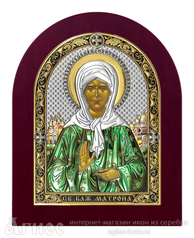 Икона Матроны Московской с серебром с позолотой, фото 1