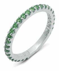  Кольцо  "Спаси и сохрани" женское серебряное с зелеными фианитами