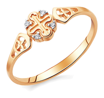 Кольцо православное из золота c фианитами женское
