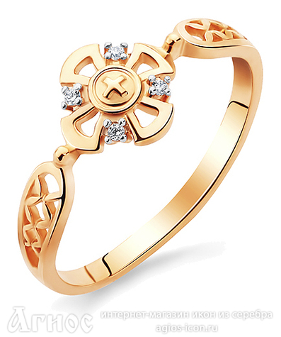 Кольцо православное золотое c фианитом женское, фото 1