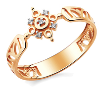 Ажурное кольцо православное из золота c фианитом