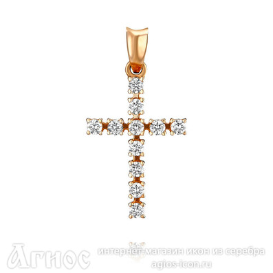 Православный крест с бриллиантами из золота, фото 1