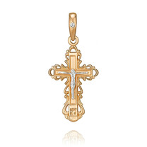 Православный крест с фианитом из золота с молитвой