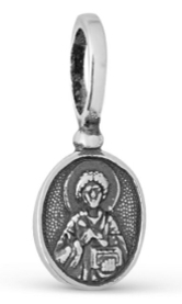 Маленькая нательная иконка Пантелеимона из серебра