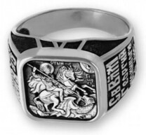 Перстень «Георгий Победоносец» с молитвой из серебра