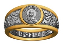 Женский православный позолоченный перстень Виктория Кордубская
