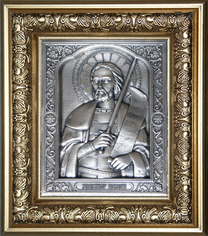 Икона  Александра Невского из серебра