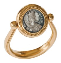 Женский православный позолоченный перстень Екатерина Александрийская