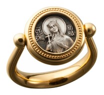 Женский православный позолоченный перстень Ирина Македонская