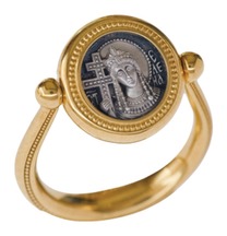 Женский православный позолоченный перстень Елена Константинопольская