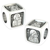 Православная бусина из белого серебра с разными ликами св Богородицы