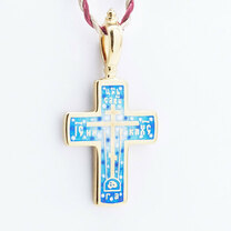 Крест с цветной эмалью- "Да воскреснет Бог"