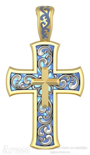 Ажурный крестик с цветной эмалью, фото 1