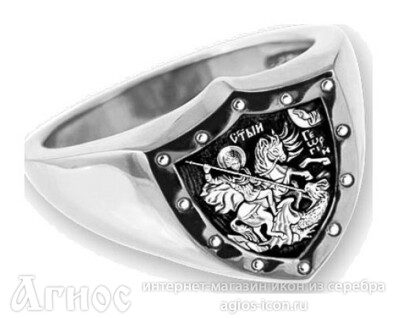 Перстень «Георгий Победоносец» с молитвой из серебра, фото 1
