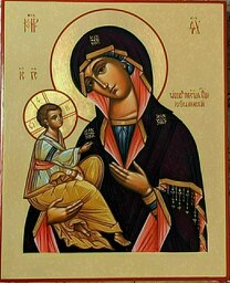 Рукописная икона Пресвятой Богородицы, образ "Иерусалимская"